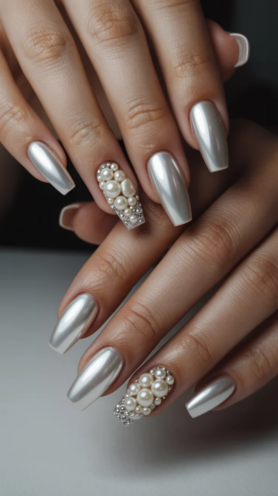 Shine Bright: Rhinestones That Make White Nails Pop