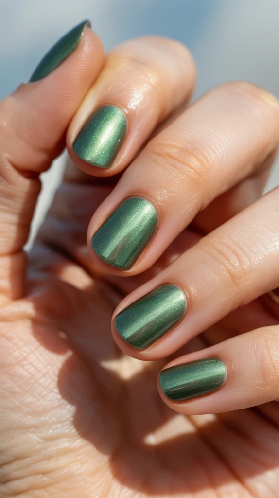 Short Green Cat Eye Nails: Small Nails, Big Energy