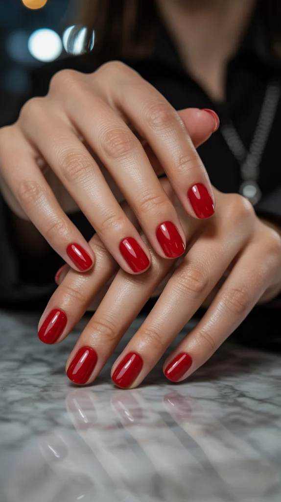 Short Red Acrylic Nails That Pack a Punch