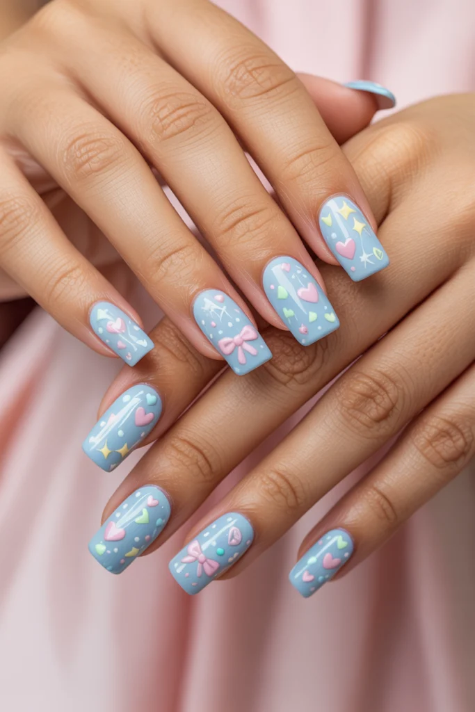 Sky Blue Acrylic Nails