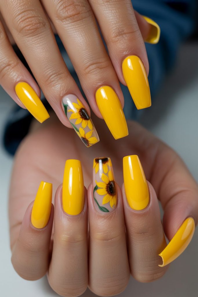 Sunshine Yellow Acrylics with Sunflowers