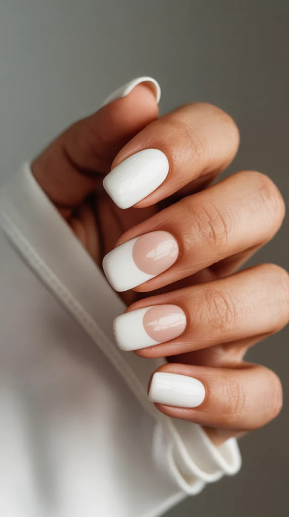 Trendy White and Natural Nails