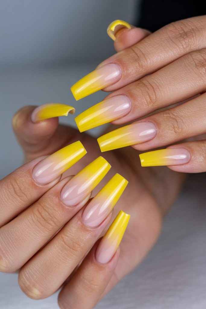 Yellow and Pink Ombre Acrylics