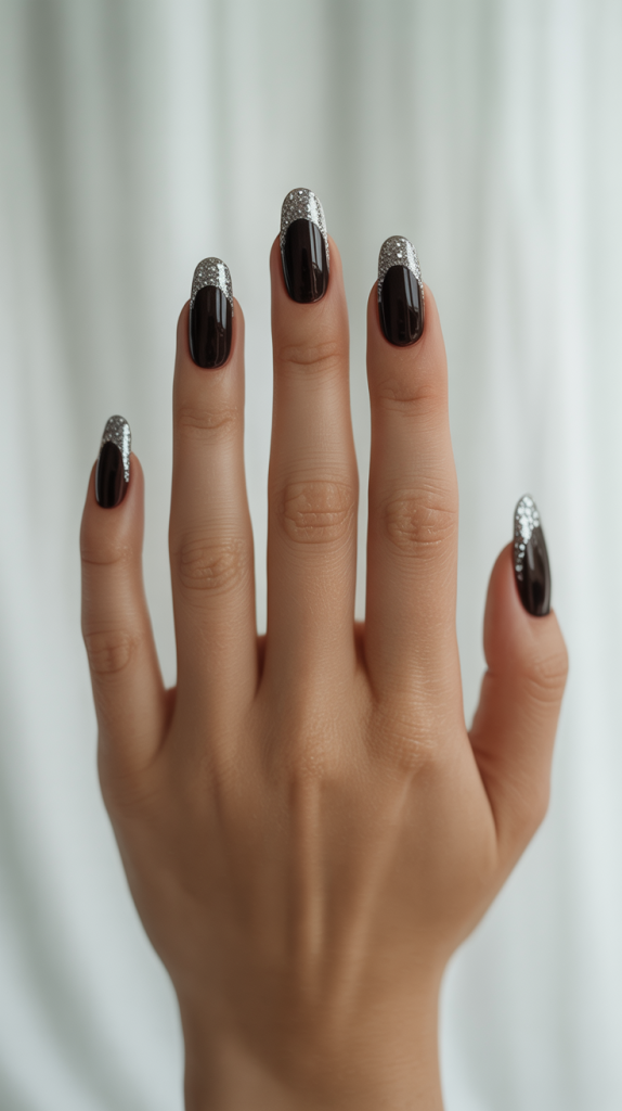 Black And Glitter Tips
