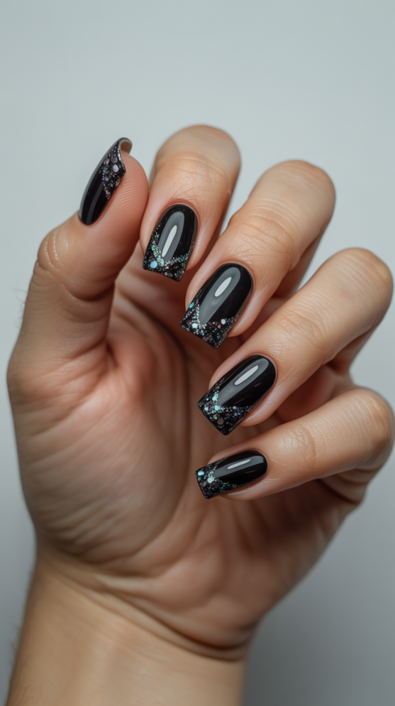 Black Glitter V-Tips