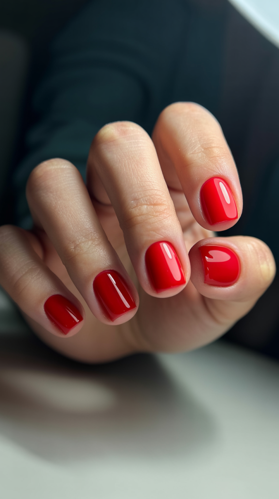 Bright Red Short Nails