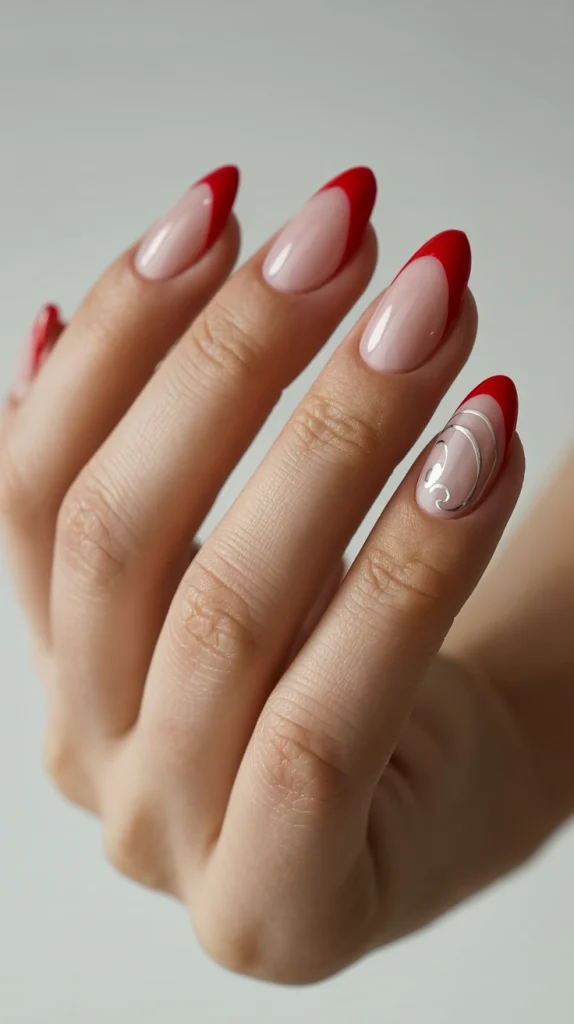 Cherry Red Almond Nails