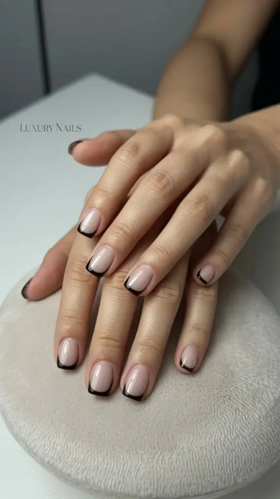 Chic Square Black French Tips