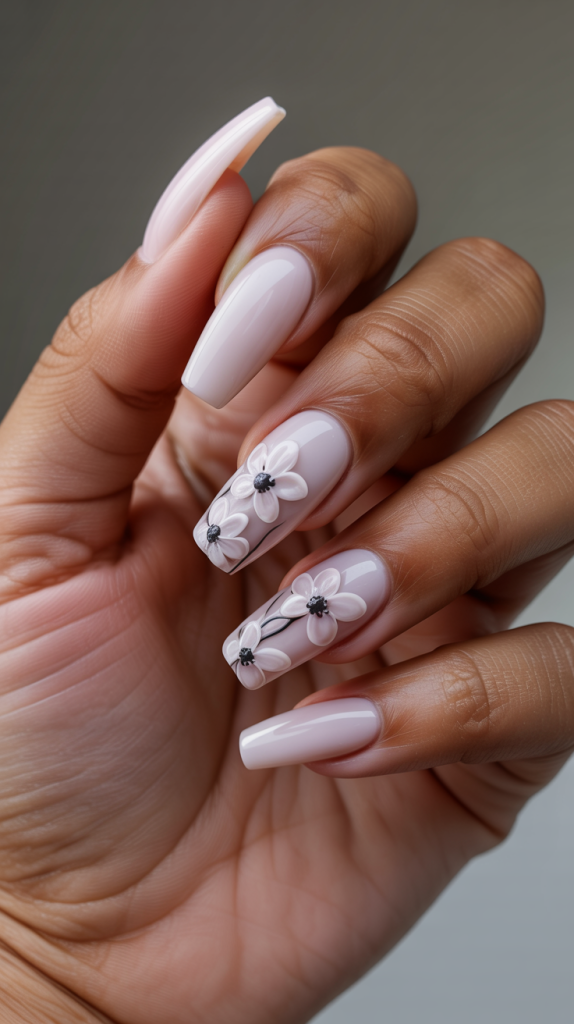 Classy Baddie Nails with Flowers – Feminine but Fearless
