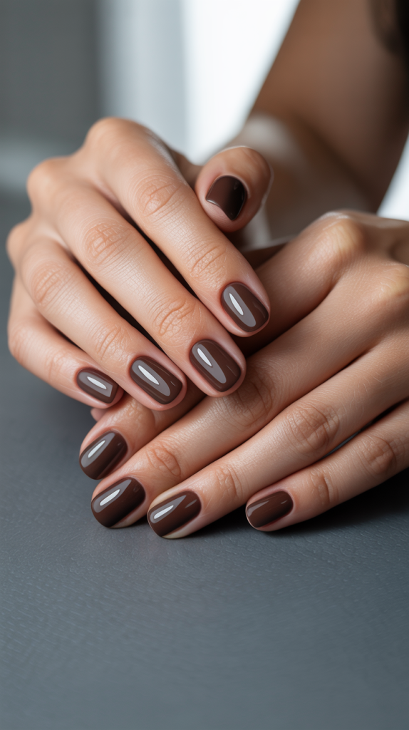 Classy Brown Nails With Negative Space Designs