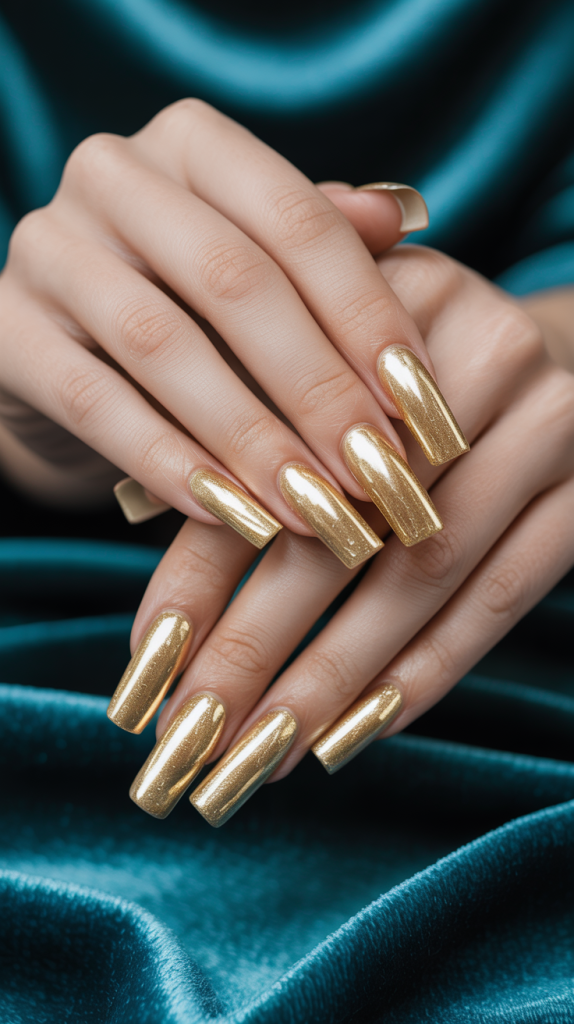 Classy Gold Nails Acrylic