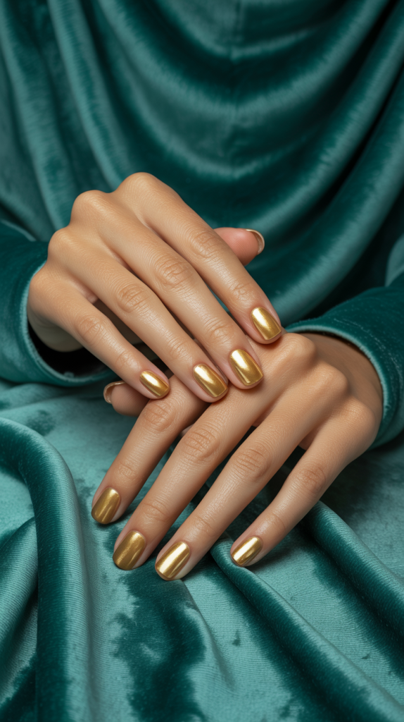 Classy Gold Nails Bridal