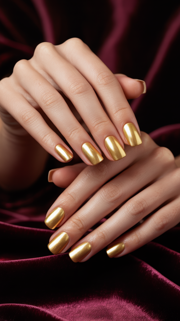 Classy Gold Nails Christmas