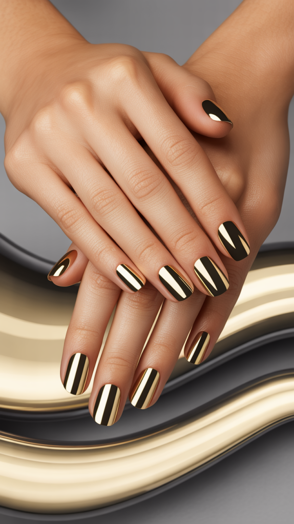 Classy Gold Nails Chrome