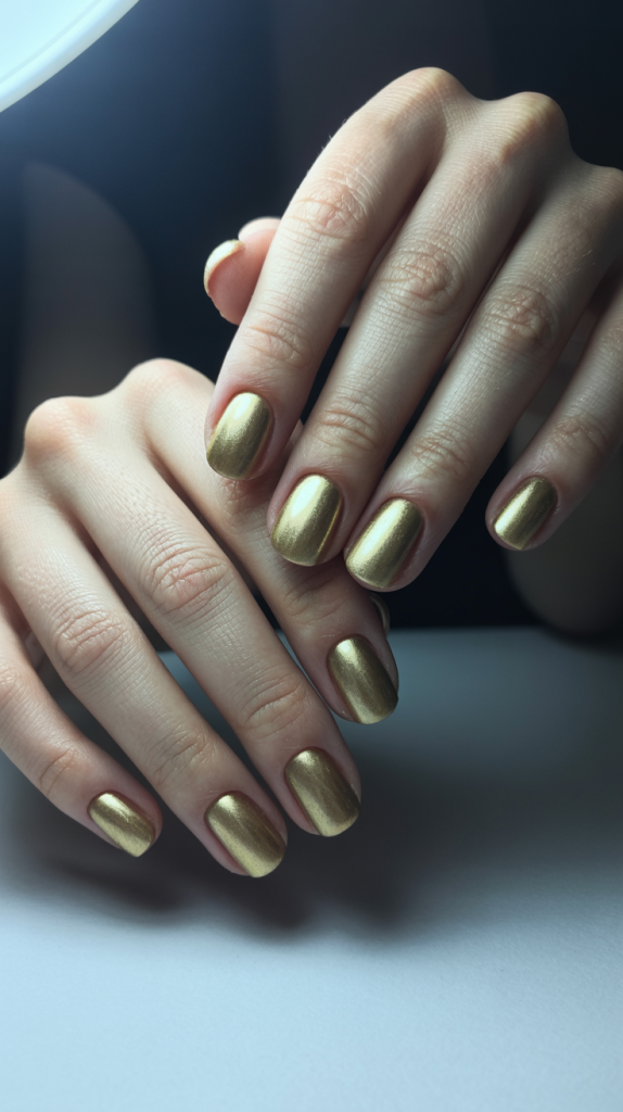 Classy Gold Nails Coffin