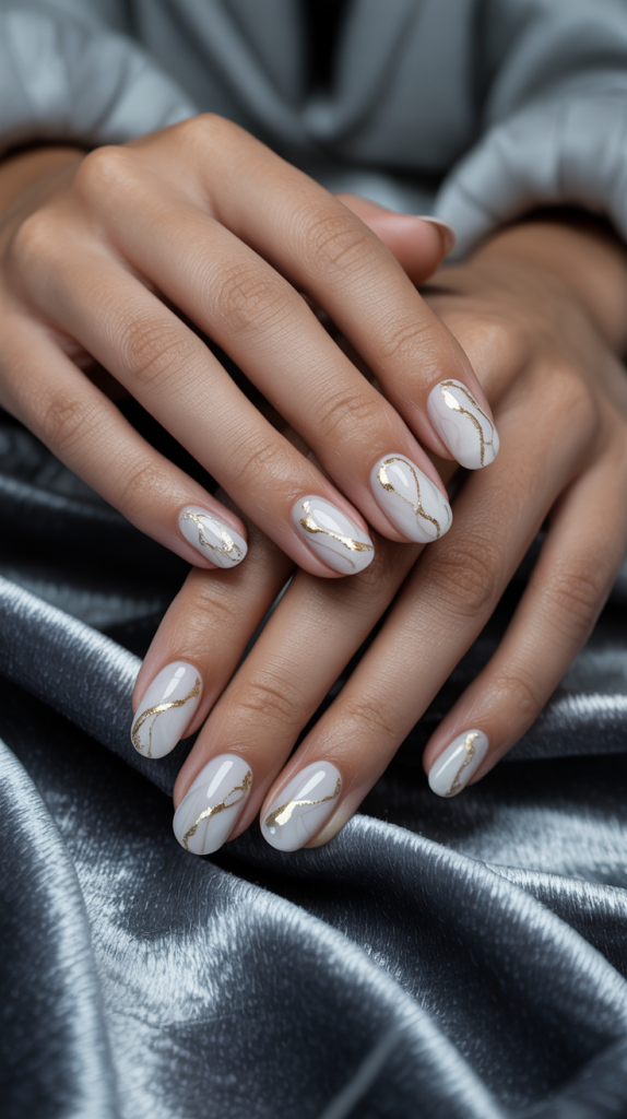 Classy Gold Nails Marble
