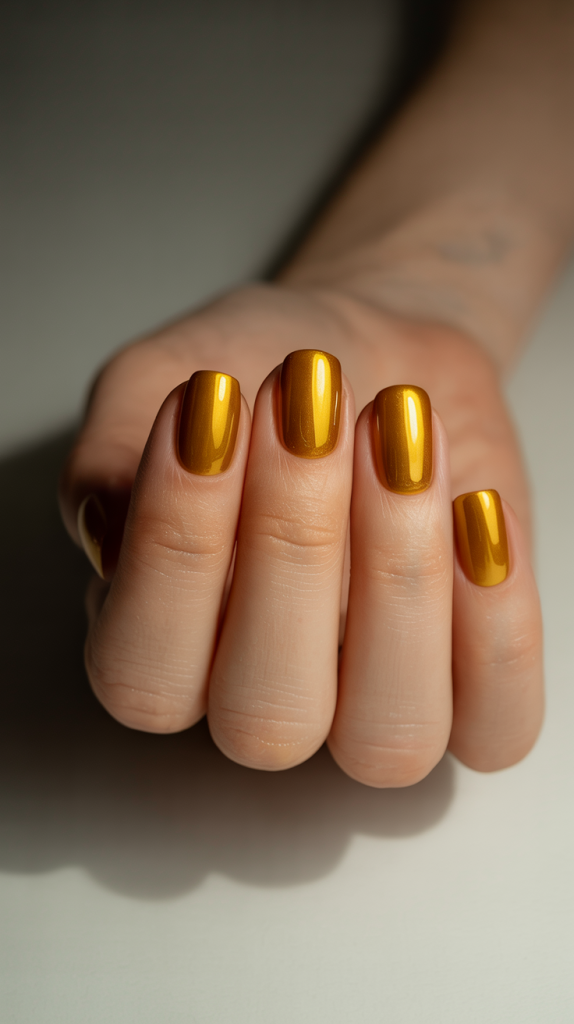 Classy Gold Nails Short