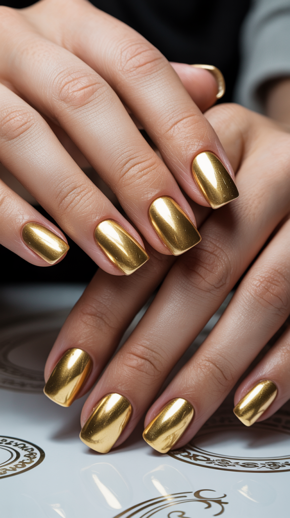 Classy Gold Nails Square