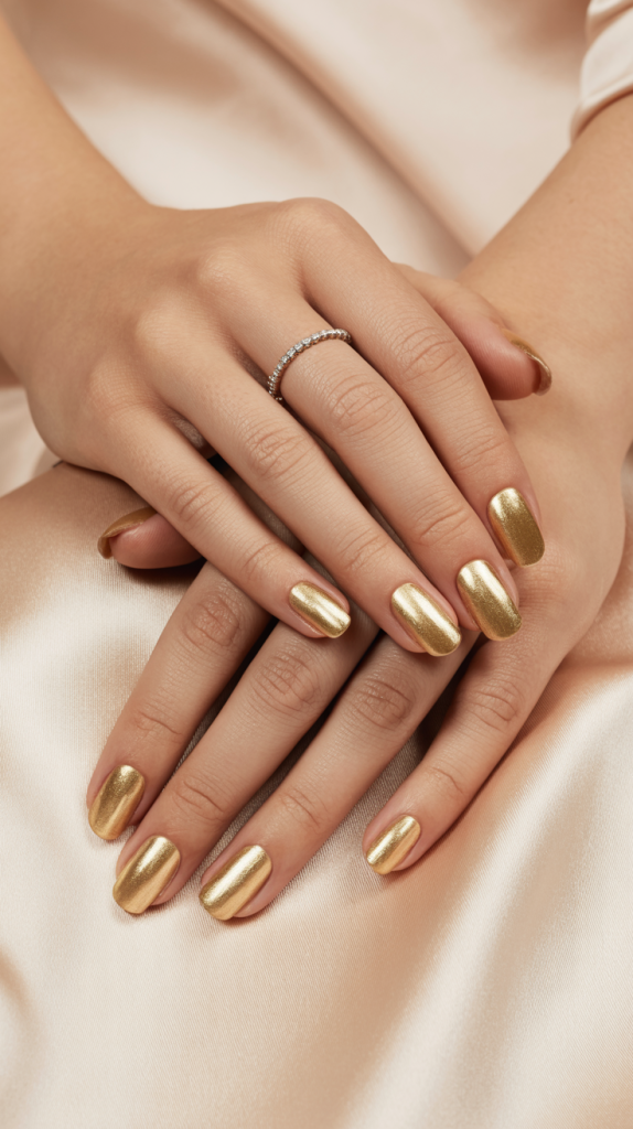 Classy Gold Nails Stiletto