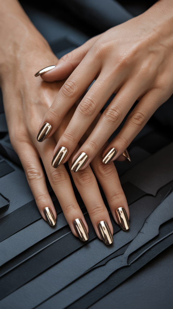 Classy Gold Nails White