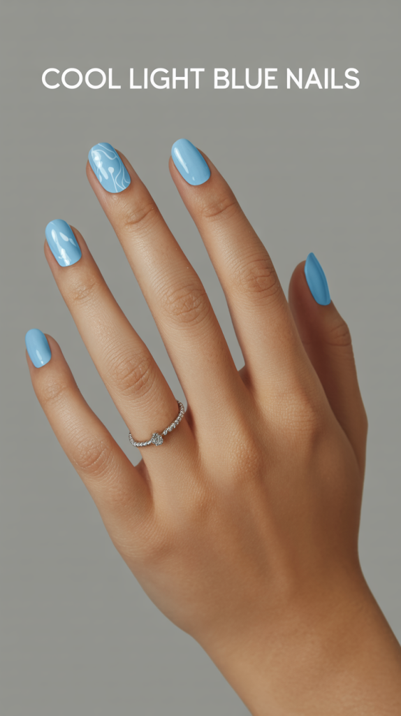 Cool Light Blue Nails