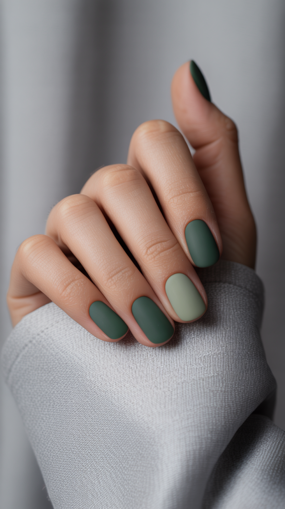 Deep Matte Green Nails