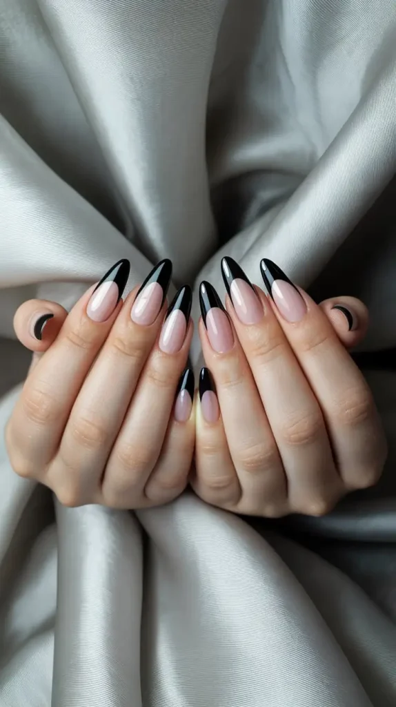 Fierce Stiletto Black French Tips