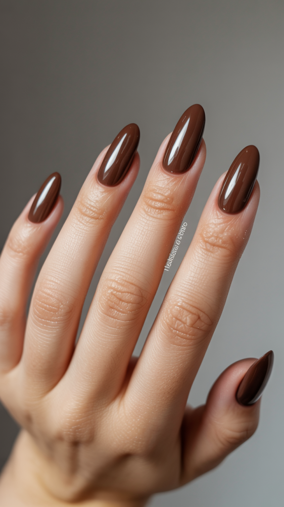 Glazed Mocha Mousse Brown Nails