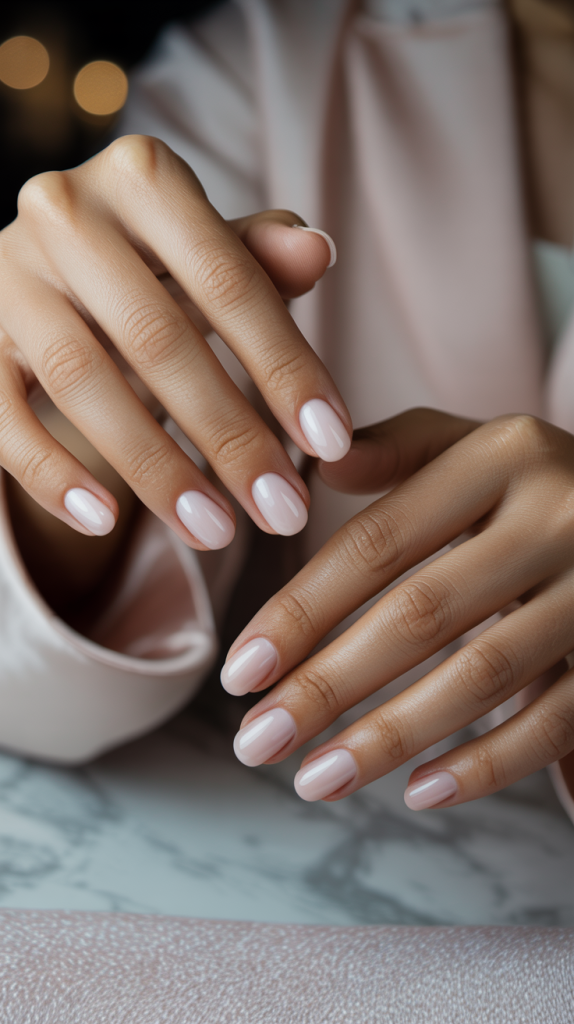 Glossy Short Pink Nails