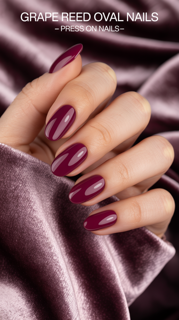 Grape Red Oval Nails - Press On Nails