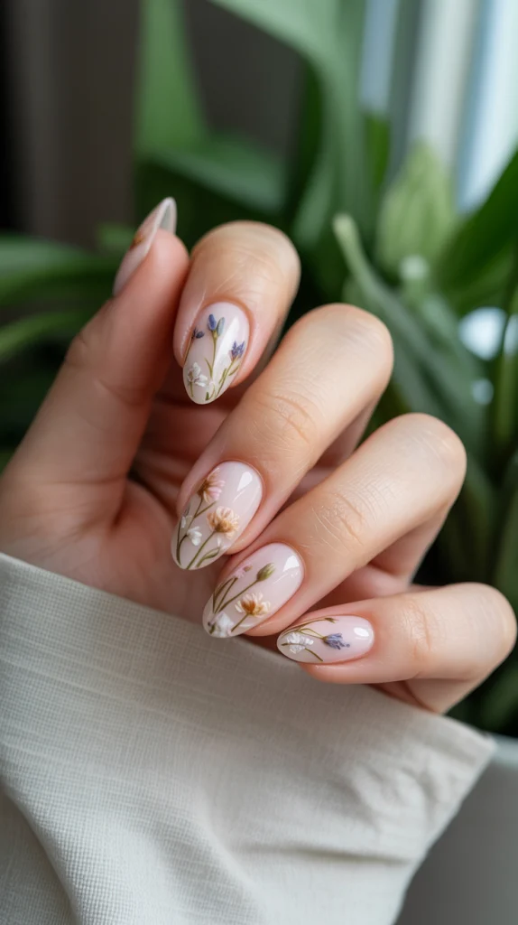 Metallic Laurel Leaf Nails