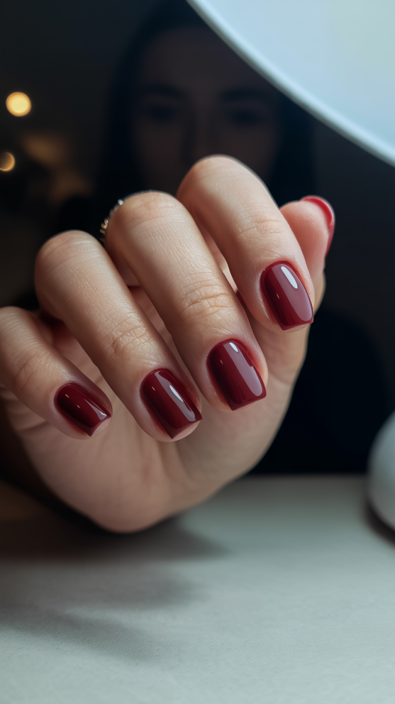 Metallic Red Nails
