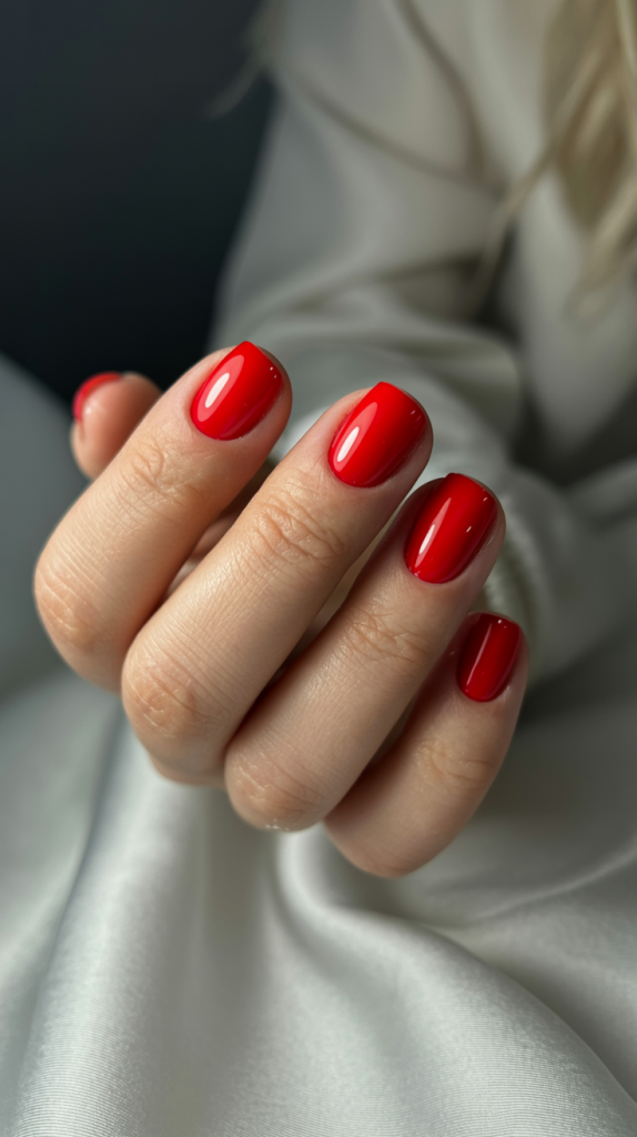 Minimalist Red Short Nails