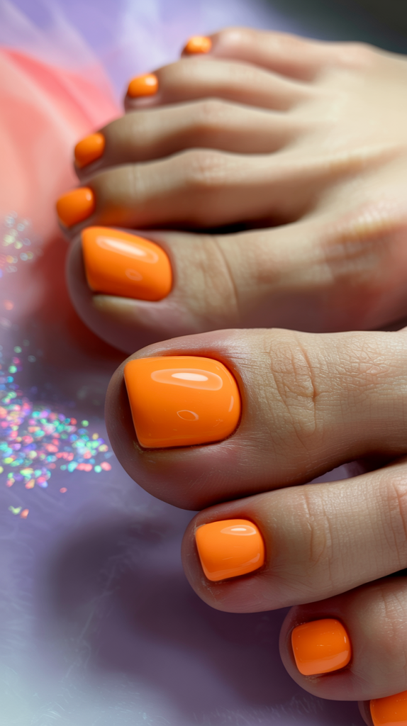 Orange Toe Nail Design