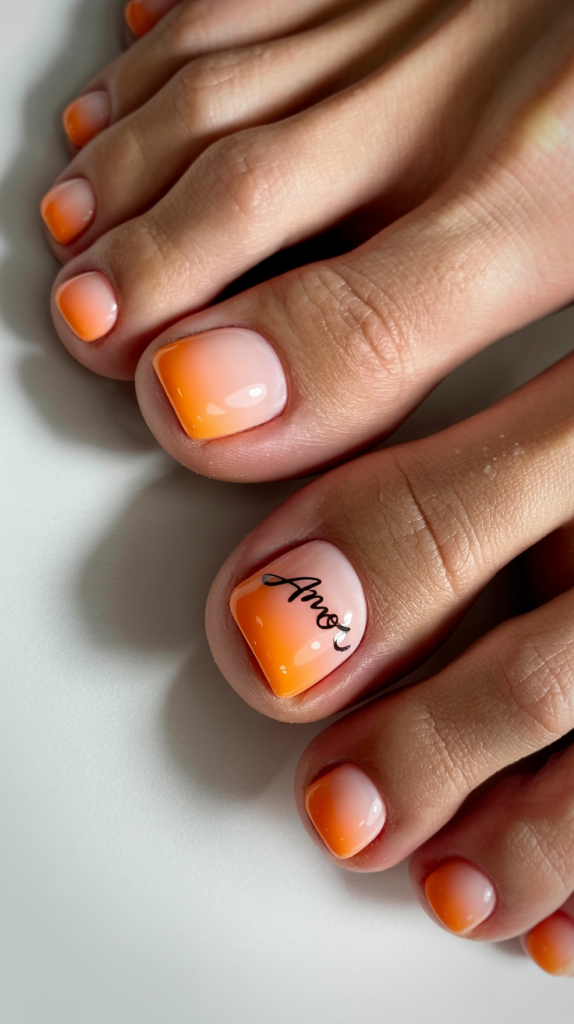 Pink and Orange-Themed Pedicure