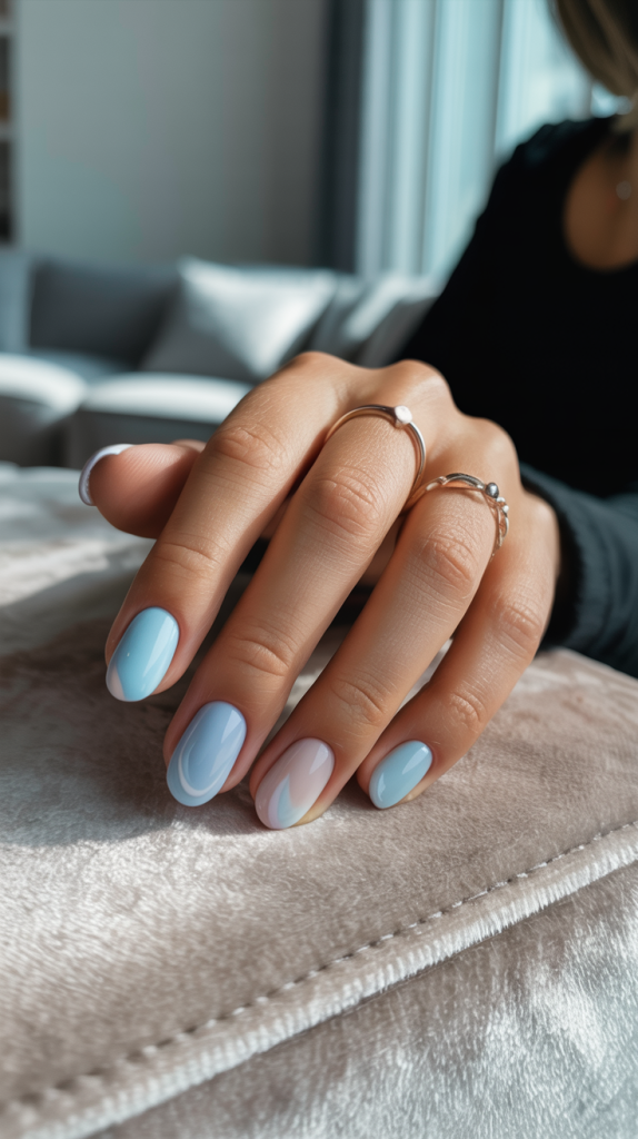 Pretty Pastel Blue Nails