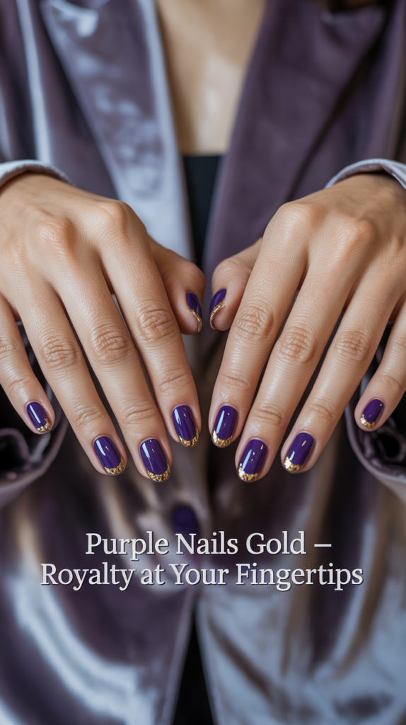 Purple Nails Gold – Royalty at Your Fingertips
