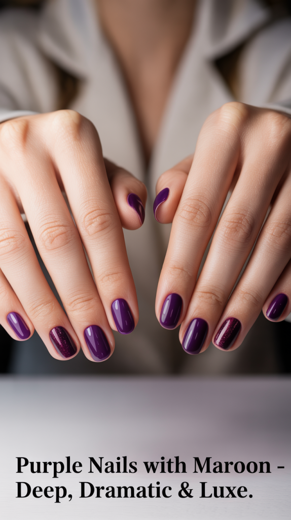 Purple Nails with Maroon – Deep, Dramatic & Luxe