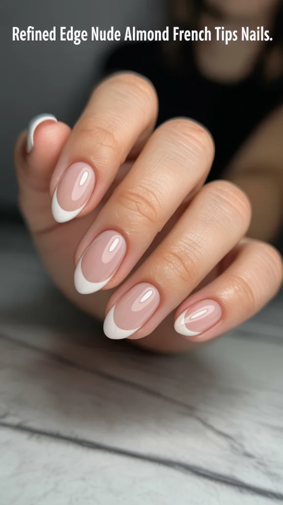 Refined Edge Nude Almond French Tips