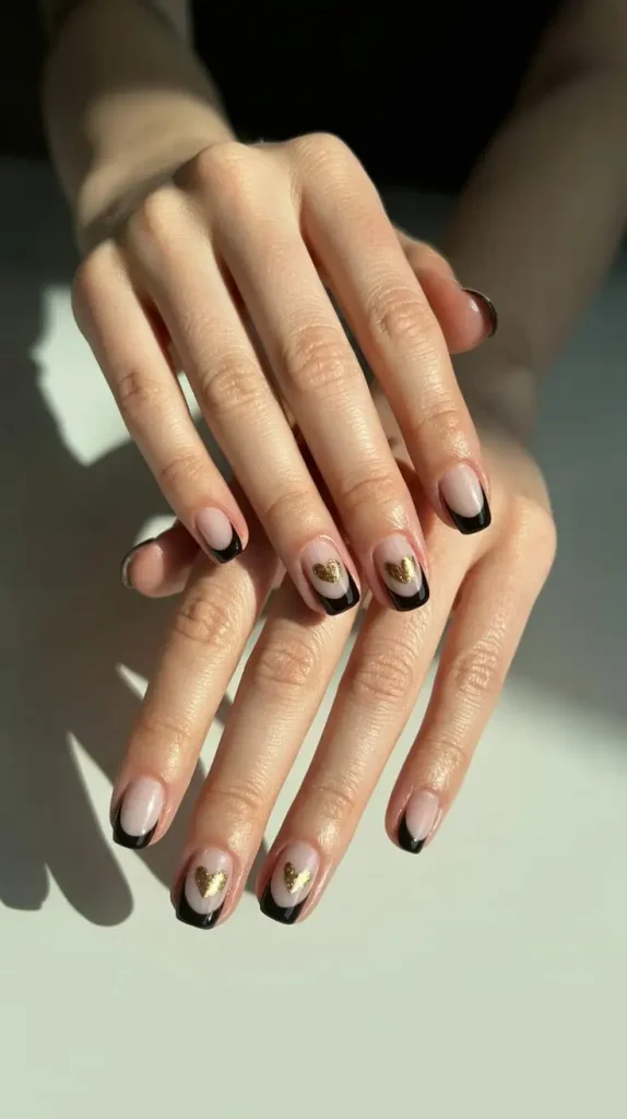 Romantic Heart Accents on Black Tips