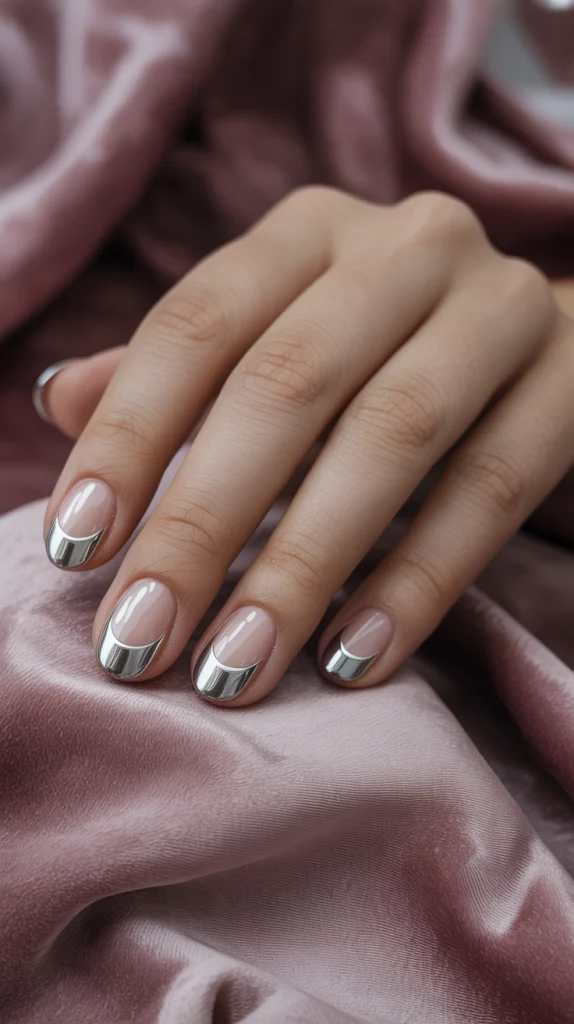 Silver Half-Moon Nails