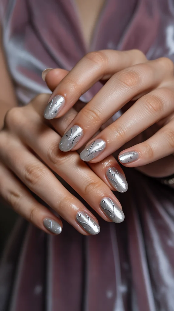 Silver Prom Nails