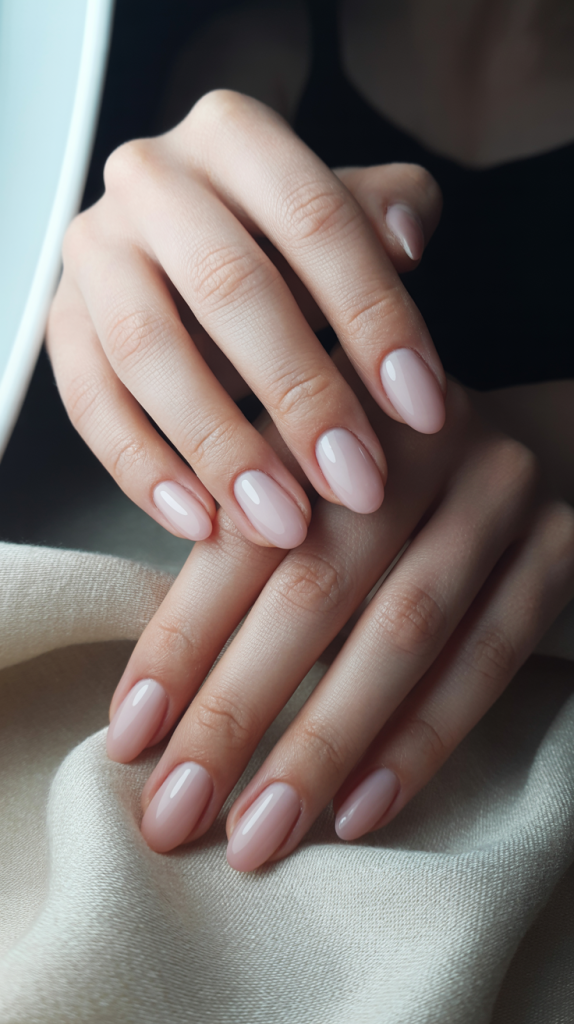 Soft Nude Pink Almond Nails
