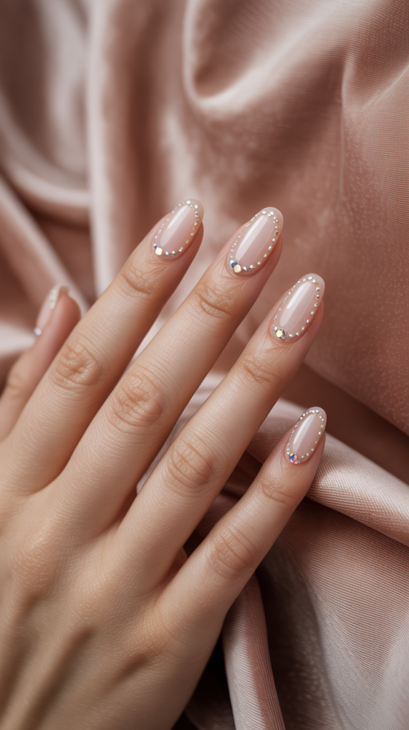 Sparkling Elegance – Simple Gel Nails with Gems