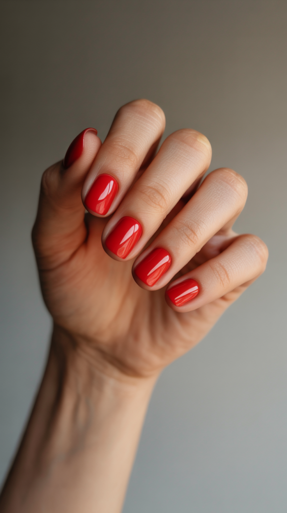 Square Red Color Nails