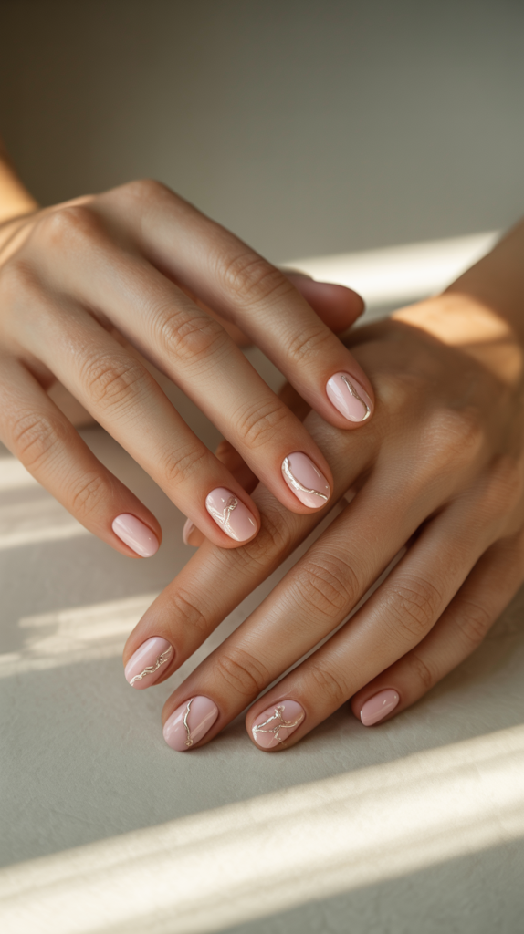 Starry Pink Ombre Nails