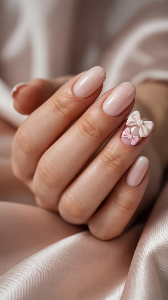 Sweet and Delicate – Simple Gel Nails with Bows