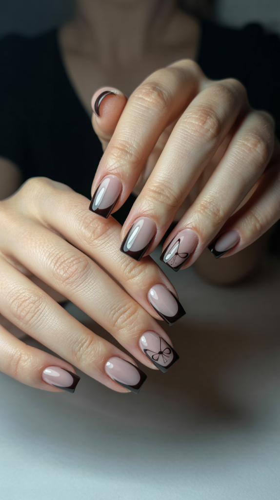 Translucent Black French Tip Nails