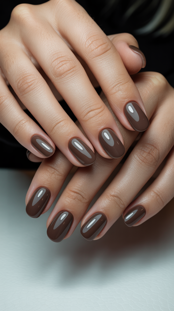 Trendy Brown French Manicure