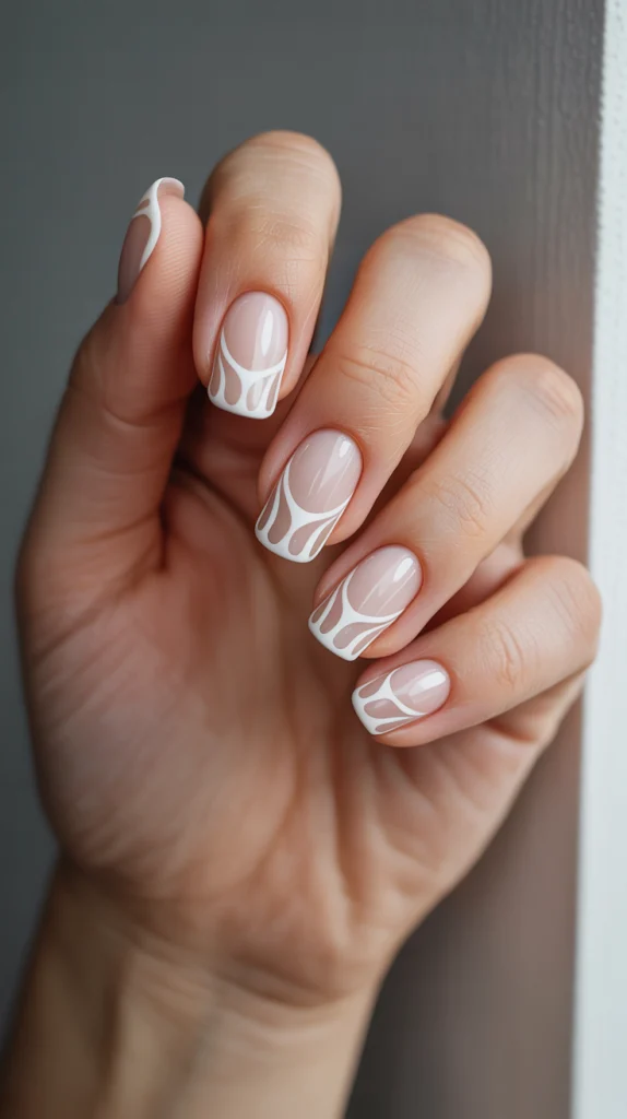 White Negative-Space Nail Art